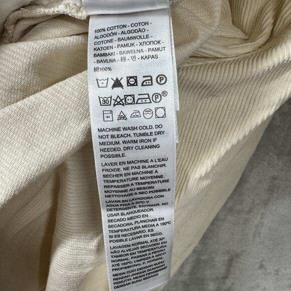 Levi's NEW Shirt Shacket Womens Large Cream Corduroy Relaxed Fit Button Up Logo - Picture 13 of 14